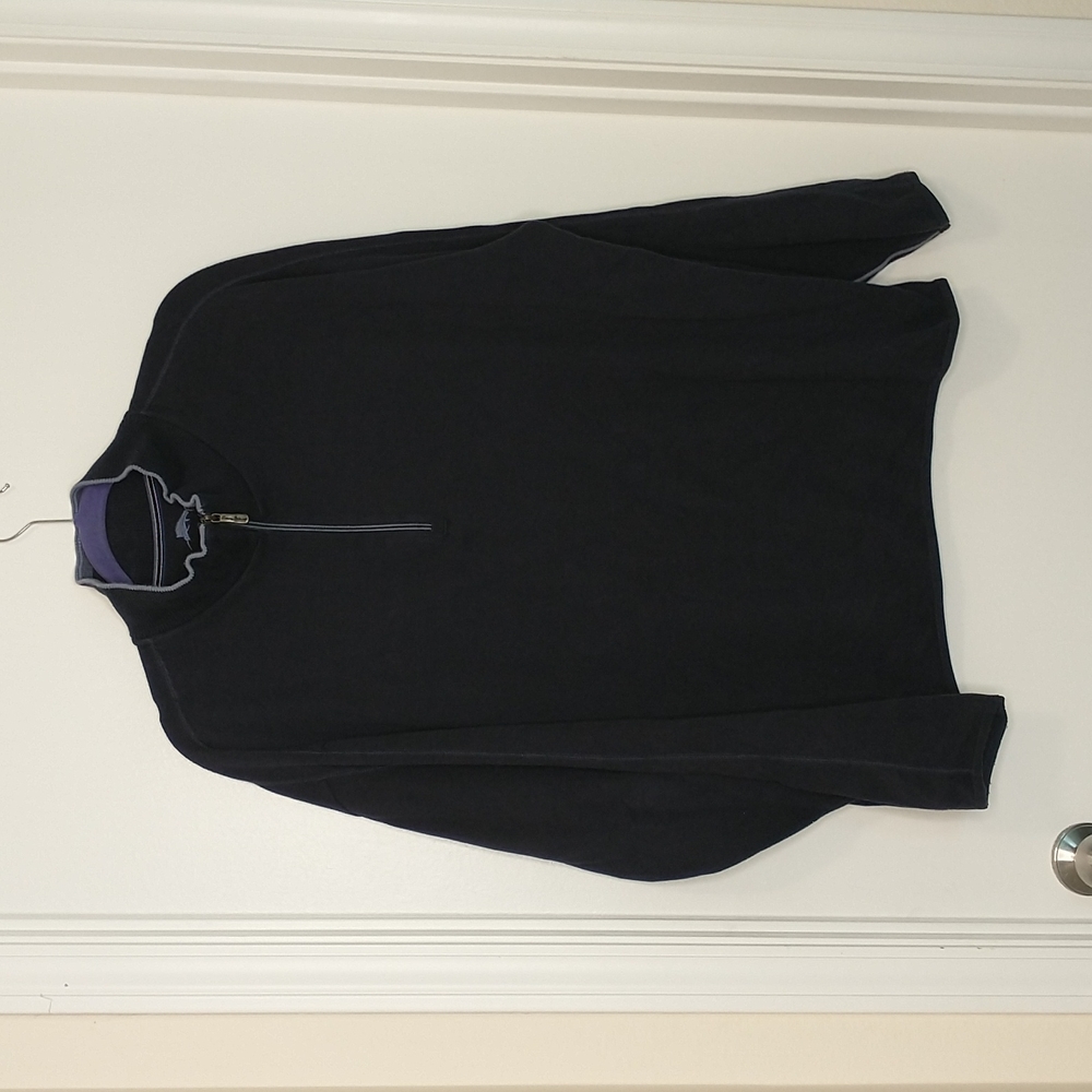 Tommy Bahama navy blue quarter zip cotton pullover